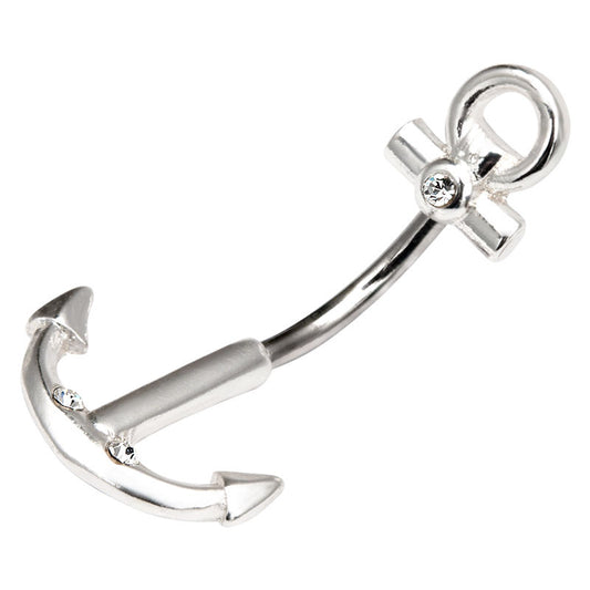 Anchor Belly Ring with Cz Gems