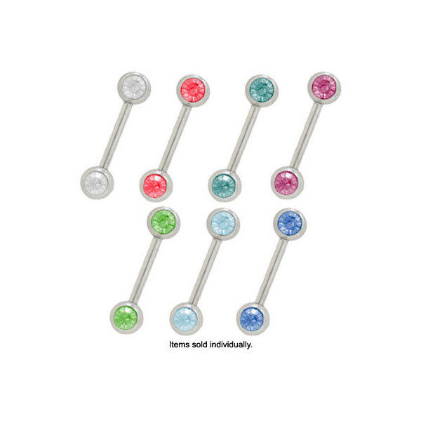 Straight Barbell Nipple Ring Surgical Steel with Jewels (16G - 8mm)