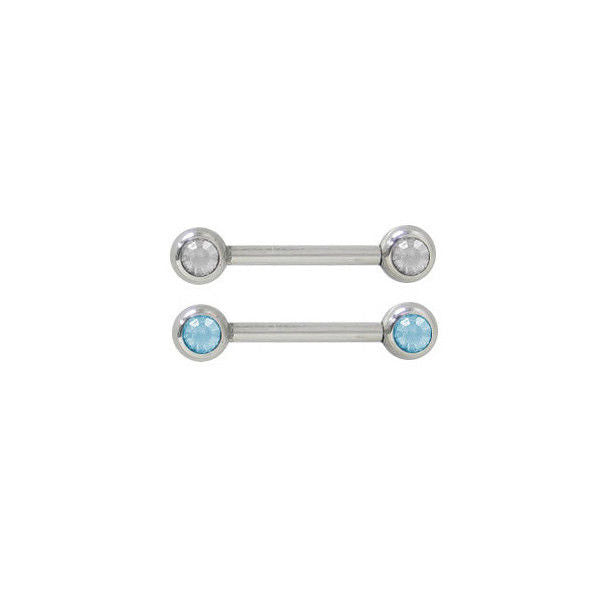 Nipple Barbell Ring Surgical Steel with Jewels (14 Gauge, 5mm) - 3 Colors