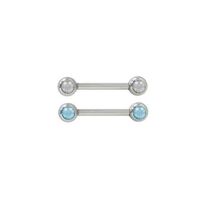 Nipple Barbell Ring Surgical Steel with Jewels (14 Gauge, 5mm) - 3 Colors