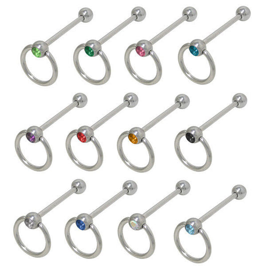 Barbell Tongue Ring Surgical Steel with Door Knocker Design