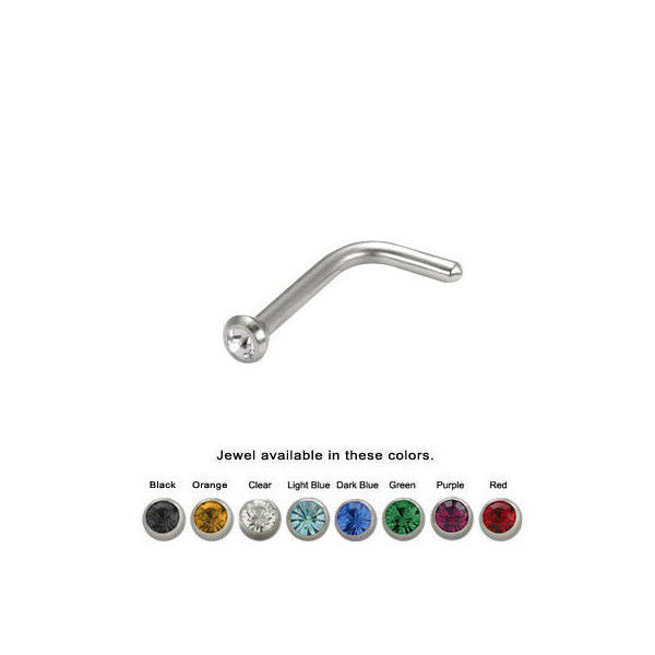 Nose Screw Bezel Set Jeweled L Bend