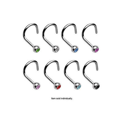 Polish Titanium Nose Screw with Press Fit Gem 18G 2mm jewel