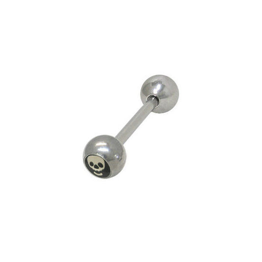Barbell Tongue Ring Skull Head Logo Surgical Steel