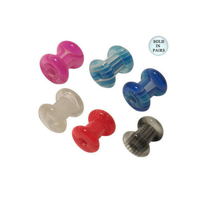 Stripes UV Acrylic Ear Plugs 2 Gauge - 6 Colors Available