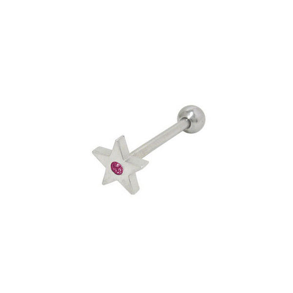 Flat Head Jeweled Star Tongue Ring