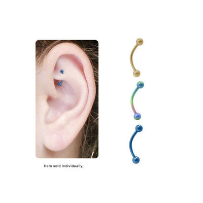 Ball Beads Titanium Curved Rook Earring