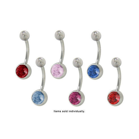 Surgical Steel Belly Ring with CZ Jewel