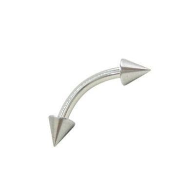 Curved Barbell Eyebrow Ring (18G, 8mm) with Spike Beads