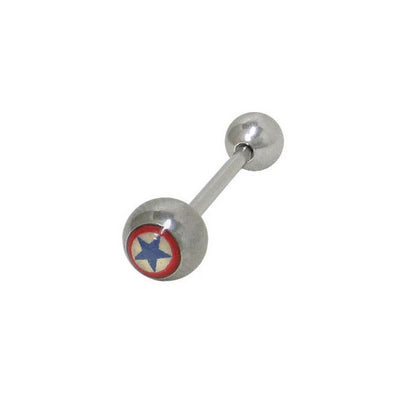 Barbell Tongue Ring Star Logo
