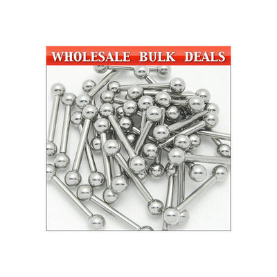 10 Straight Piercing Barbells - 8G 5/8" (16 mm) - 316L Surgical Steel