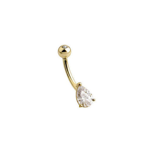Solid 14k Gold Belly Button Ring 14 Gauge Navel Jewelry