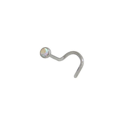 Nose Stud 316L Surgical Steel Opal Color CZ Gem 18G 6mm Screw