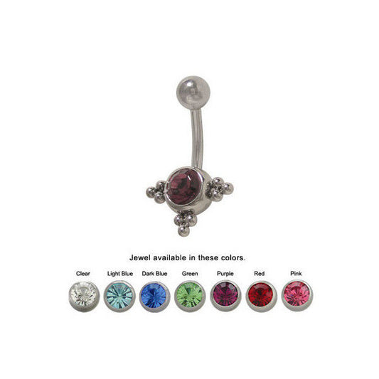 Surgical Steel Jeweled Belly Ring 14G Navel Barbell