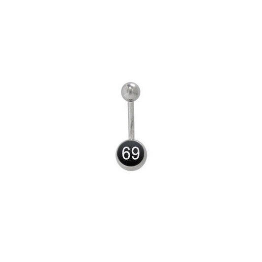 Belly Button Ring 14ga Black 69 Logo