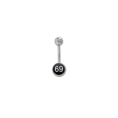 Belly Button Ring 14ga Black 69 Logo