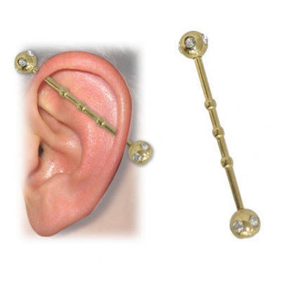 Titanium Industrial Piercing Barbell with Clear CZ Gems