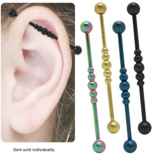 Industrial Titanium Barbell 14G with Spheres - 4 Colors Available