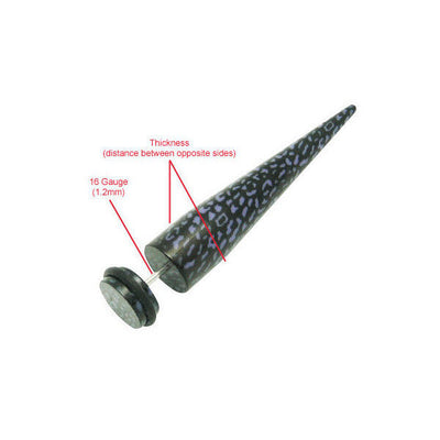 Pair of Acrylic 16 Gauge Purple Black Fake Ear Stretchers