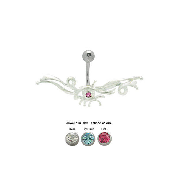 Jeweled Eye Navel Jewelry Belly Button Ring 14G