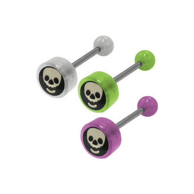 Skull Head Logo Barbell Tongue Ring