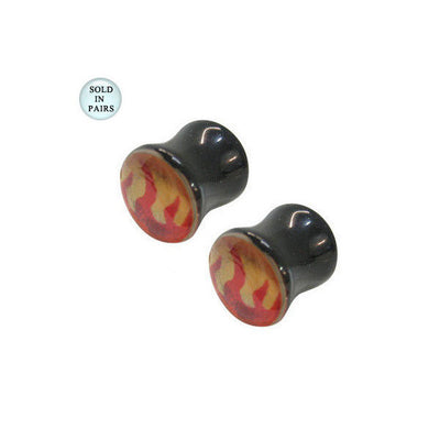 Holographic Ear Plugs with Flame Design - Available in 2 Gauge and 000G