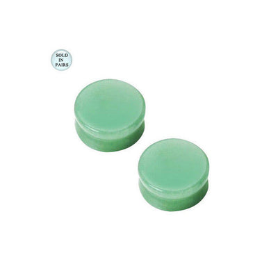 Large Gauge Light Green Jade Stone Saddle Ear Plug - 1/2" Gauge to 1" Inch