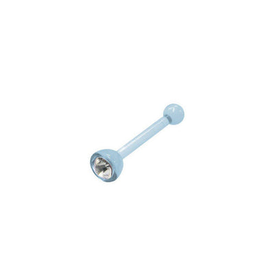 Light Blue Acrylic Nose Bone with Clear Cz Gem