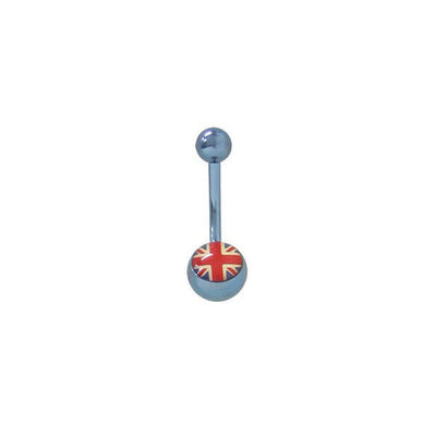 Titanium Belly Button Ring with England Flag