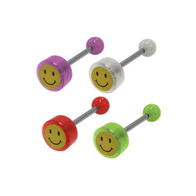 Smiley Face Logo Barbell Tongue Ring