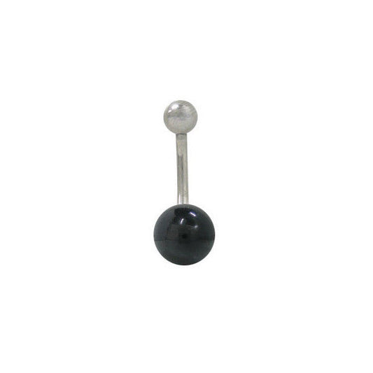 Black Onyx Belly Ring Surgical Steel 14G