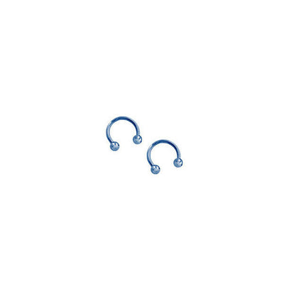 Pair of 14G Blue Anodized Titanium Horseshoe Circular Barbell