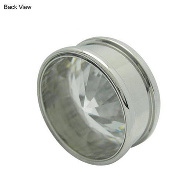 Pair of Large Gauge Ear Plug Double Flare with CZ Jeweled