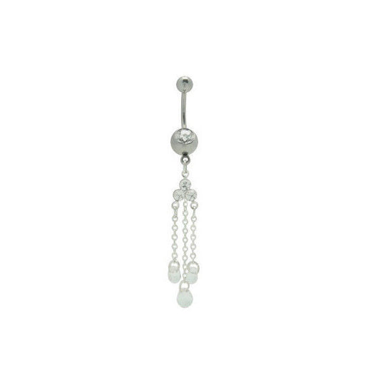 Jeweled Navel Dangler Barbell Belly Button Ring Jewelry 14G