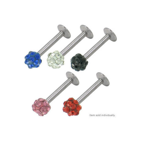 Surgical Steel Jeweled Labret Monroe Lip Jewelry - 5 Colors Available