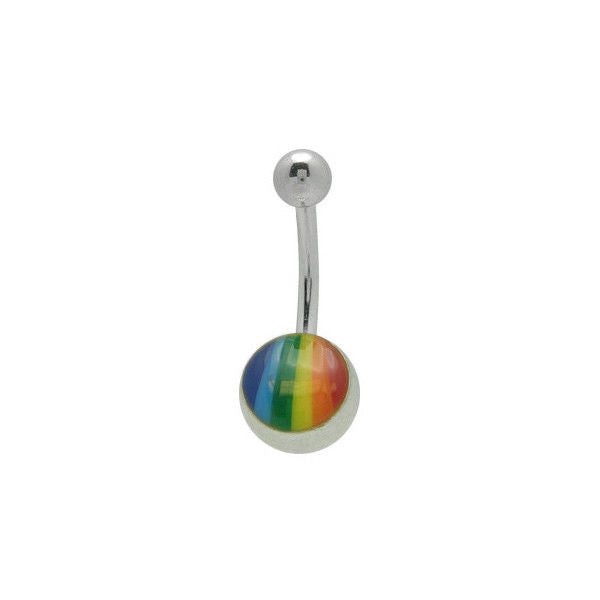 Rainbow Logo Navel Barbell Belly Button Ring 14G Body Jewelry