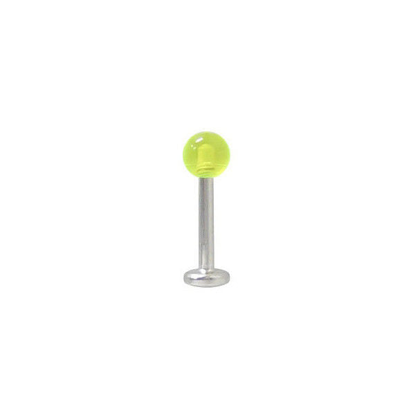 Labret Monroe Surgical Steel with Green UV Acrylic Bead (18 Gauge, 6mm)