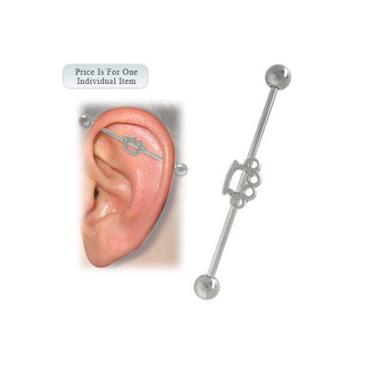 Industrial Piercing Barbell with Brass Knuckles 316L Surgical Steel