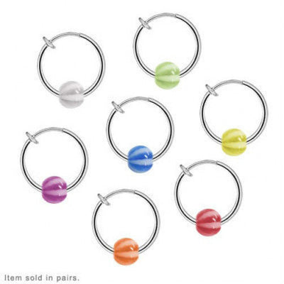 Non Piercing Spring Hoop w/ Beach Ball Bead