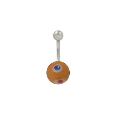 Orange Painted Glass Ball Belly Ring