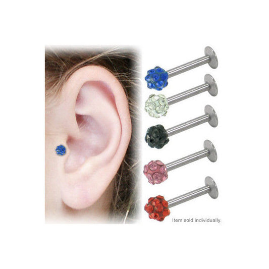 Labret Tragus Earring Surgical Steel Jeweled