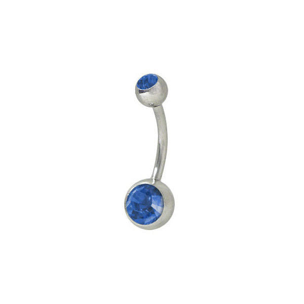 High Polish Blue Double Jewel Belly Button Ring