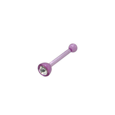 Purple Acrylic Nose Bone with Clear CZ Gem