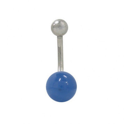 Blue Agate Semi Precious Belly Ring Surgical Steel