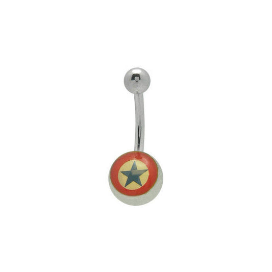 Blue Star Navel Barbell Belly Ring 14G Body Jewelry