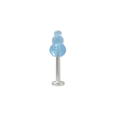 Labret Monroe Surgical Steel with Light Blue UV Acrylic Bead (18 Gauge)