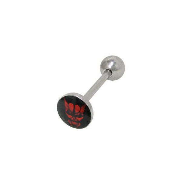 Holographic Red Devil Barbell Tongue Ring