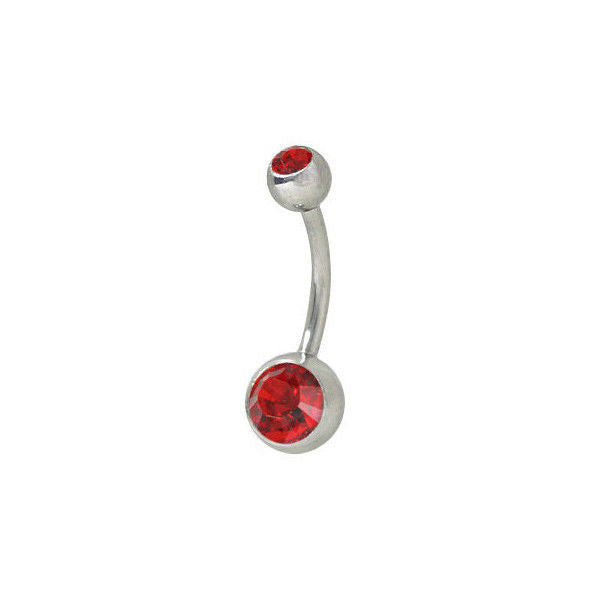 High Polish Red Double Jewel Belly Button Ring