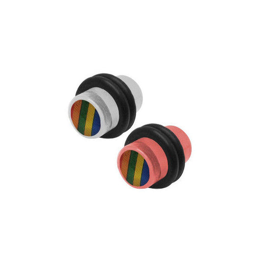 Pair of Acrylic Ear Plugs with Rainbow Design - Available in Clear and Pink