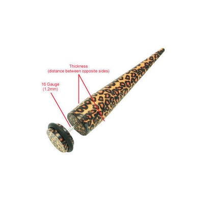 Pair of Acrylic 16G Leopard Skin Fake Ear Stretchers